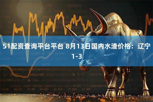 51配资查询平台平台 8月13日国内水渣价格：辽宁1-3
